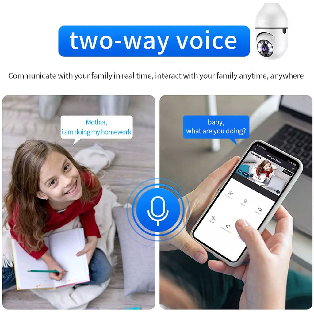 Pet camera E27 Surveillance Camera LED Light Bulb Socket 360Â° 2.4G WiFi Security Protection 1080P Spotlight Automatic Human Tracking