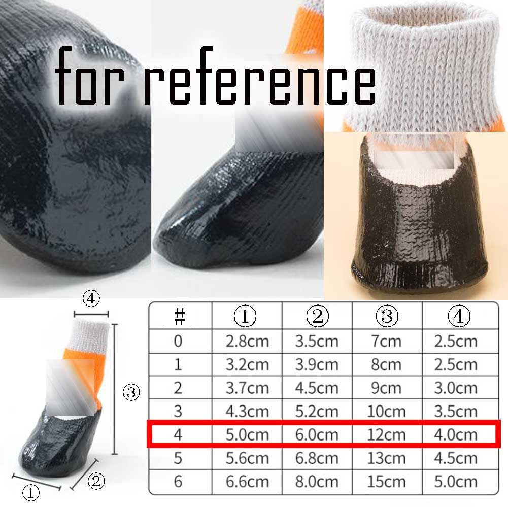 4 Pcs Dog Knitted Socks Pet Leg Socks Teddy Small Dog Waterproof Coated Socks Scratch Proof Protective Socks, Orange 4#