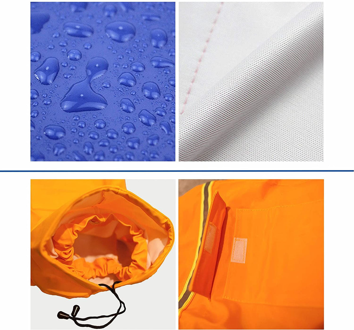 Waterproof Dog Raincoat Leisure Lightweight Reflective Rain Jacket with Hood