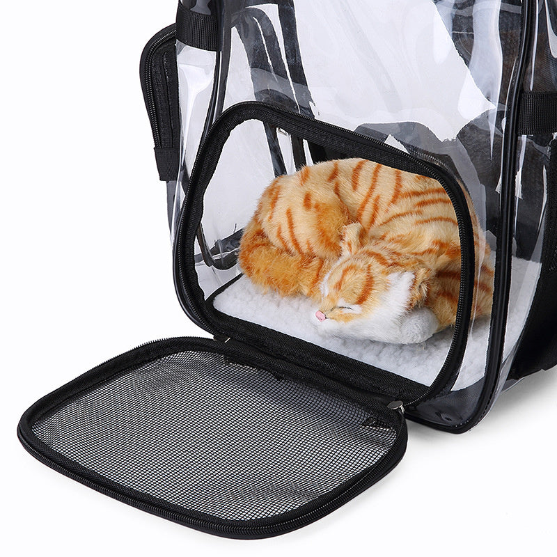 Transparent Pet Backpack Cat Backpack Carrier for Small Dog Kittens Breathable Mesh Window Travel Carrier Bag Weight up To 10lbs for Puppy Kitty Travel
