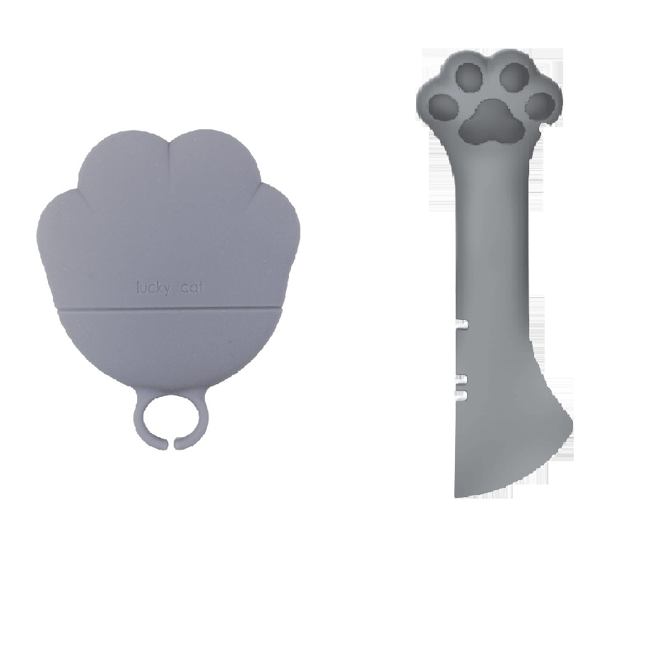 2 Pieces set; Multi-Functional Pet Food Can Spoon with 1 Pieces Universal Silicone Can Covers Mini Spatula Can Opener for Pet Cat Dog Feeding Can and Wet Food Storage