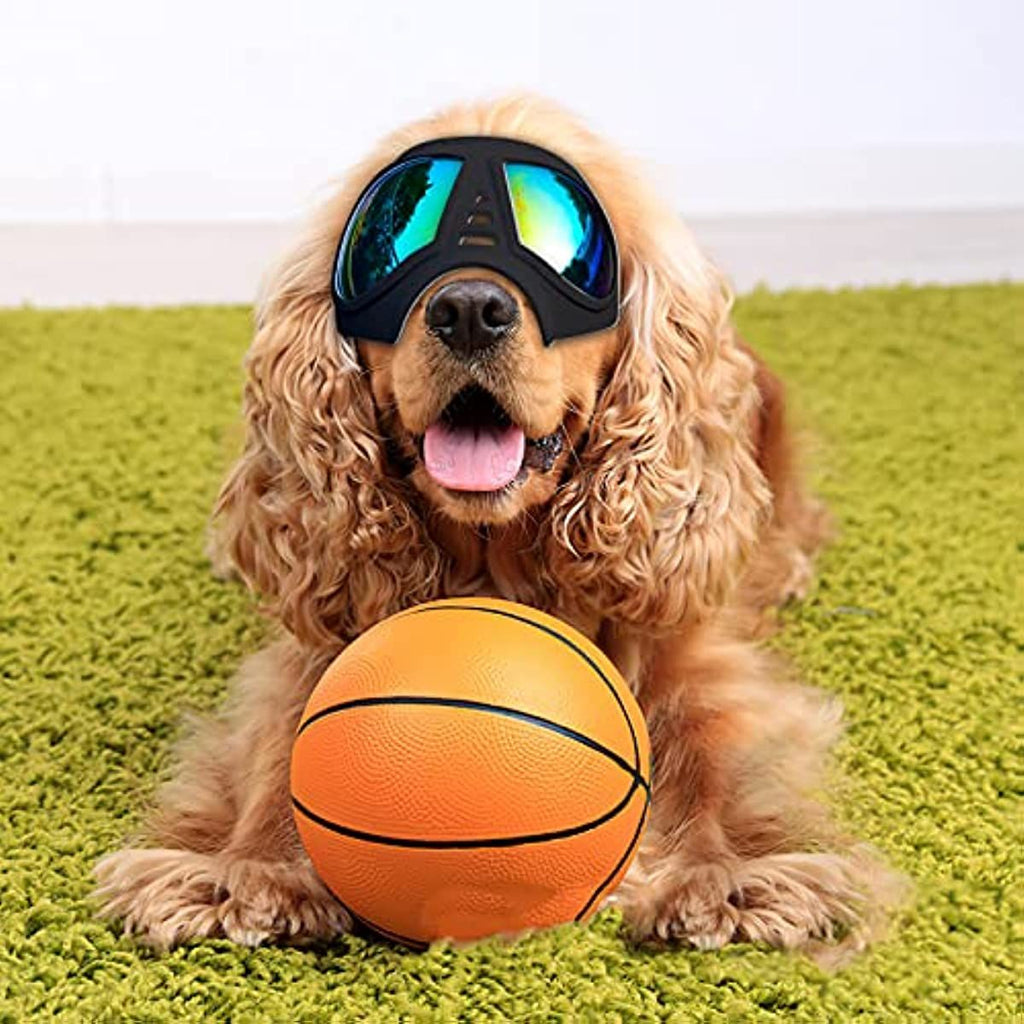 Dog Glasses for Small Breed Dog Goggles Dog UV Sunglasses Windproof Snowproof for Long Snout Dogs Mask with Soft Frame Adjustable Straps Black for Small/Medium Dogs Puppy