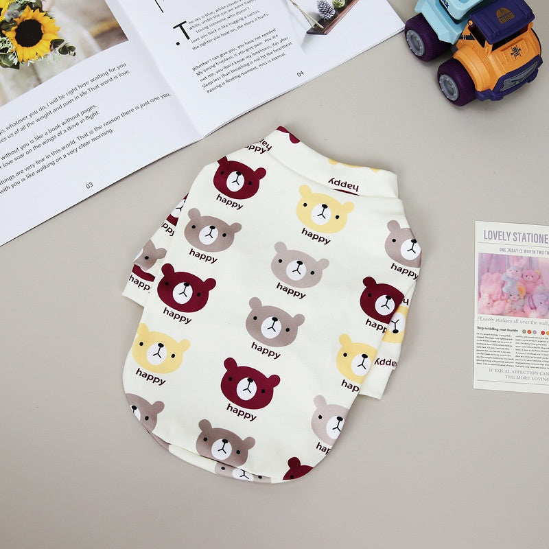 Pet Dog Cat Autumn Winter New Two Leg Sweater 22 Happy Bear Bottoming Shirt