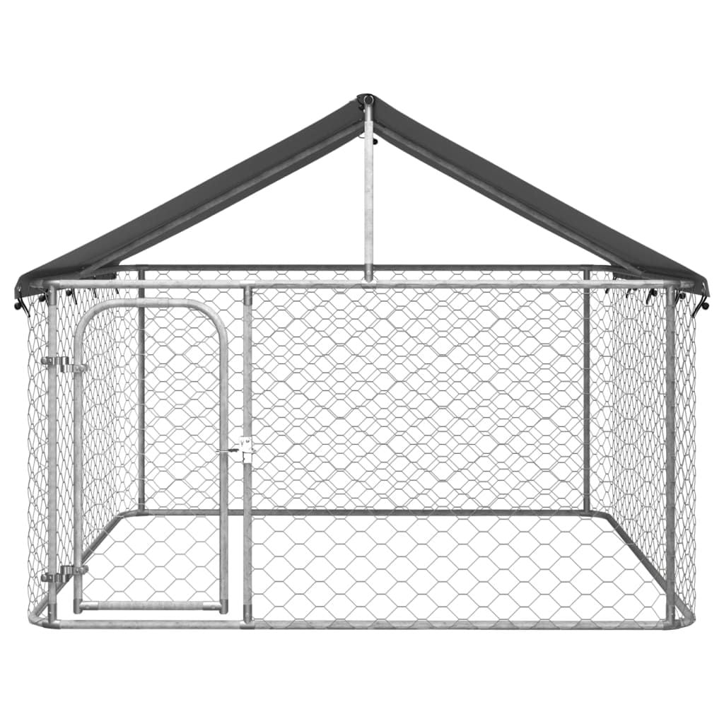 Dog Kennel Silver Galvanized steel, polyethylene Large Dog Kennel