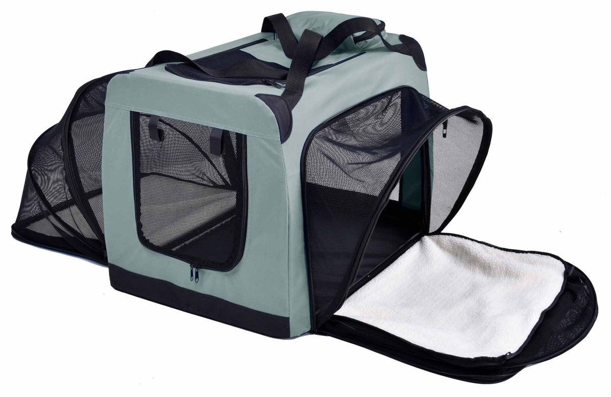 Pet Life 'Hounda Accordion' Metal Framed Soft-Folding Collapsible Dual-Sided Expandable Pet Dog Crate
