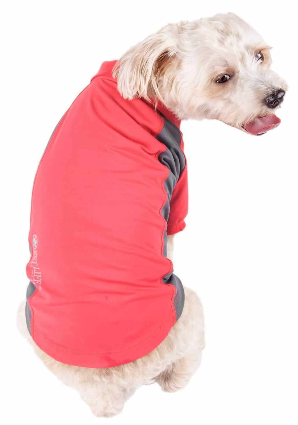 Pet Life Active 'Barko Pawlo' Relax-Stretch Wick-Proof Performance Dog Polo T-Shirt
