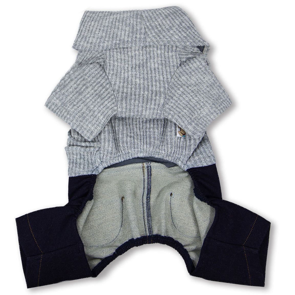 Touchdog Vogue Neck-Wrap Sweater and Denim Pant Outfit