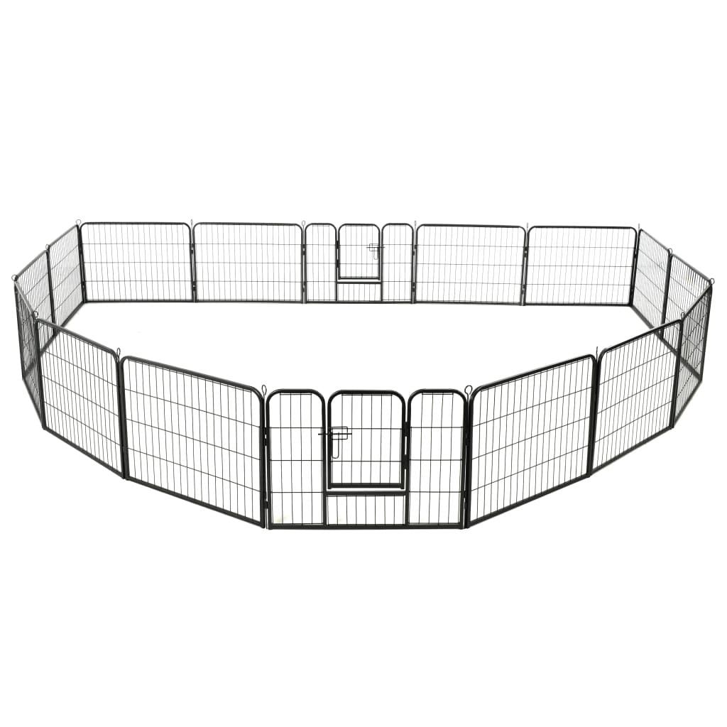 Dog Playpen Black Powder-coated steel