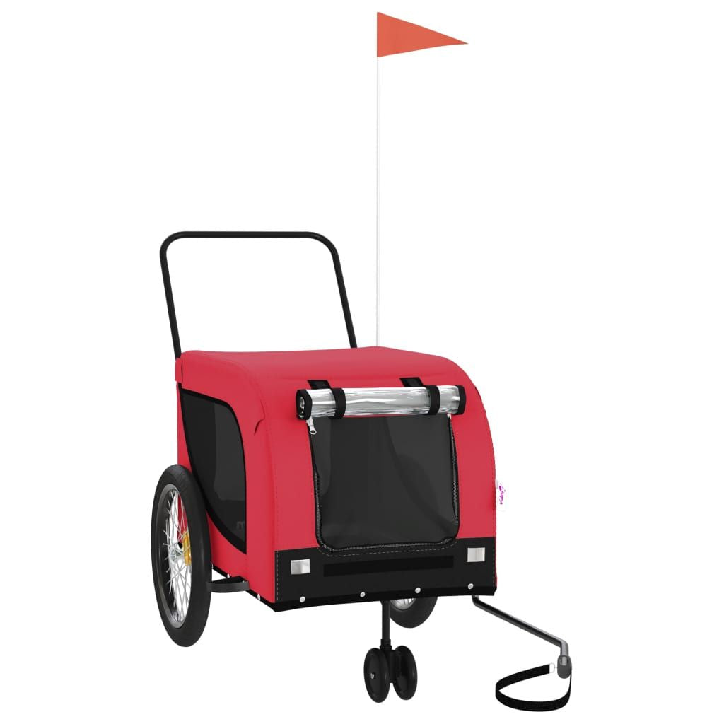 Pet Bike Trailer Red and Black Oxford fabric, iron, PVC Small