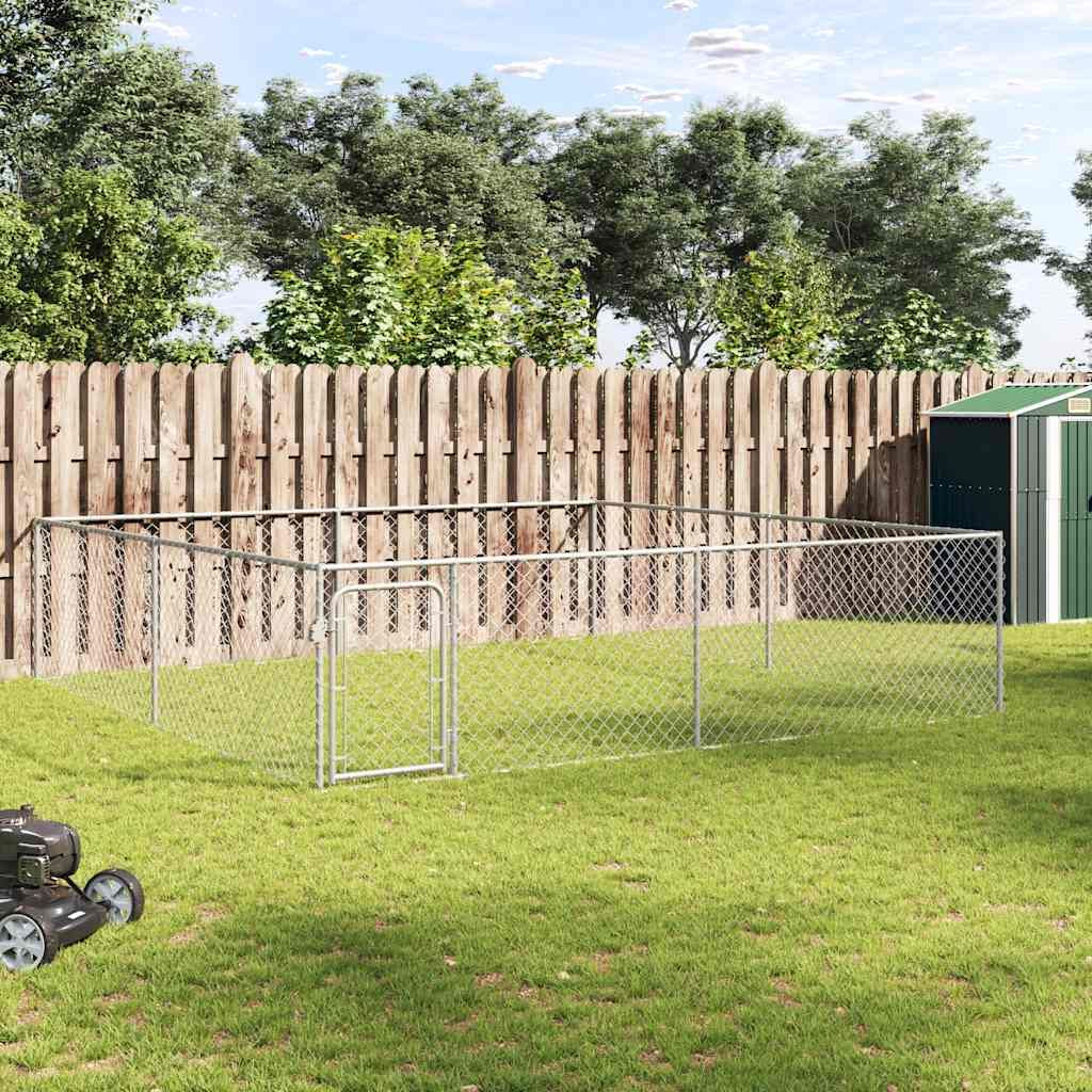 Dog Kennel Silver Galvanized Steel Large Dog Kennel Rectangular