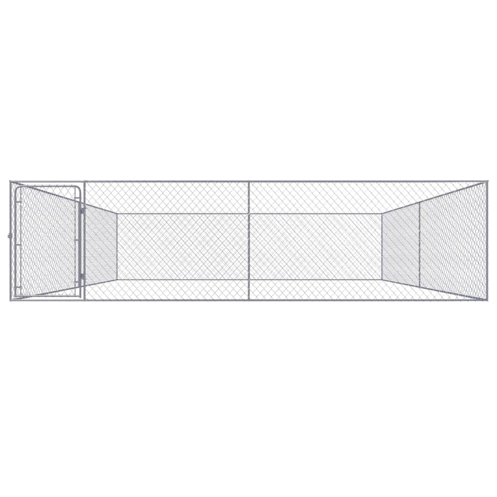 Dog Kennel Silver Galvanized Steel Large Dog Kennel Rectangular
