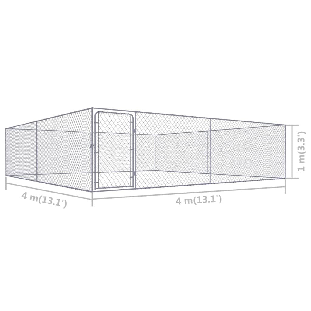 Dog Kennel Silver Galvanized Steel Large Dog Kennel Rectangular