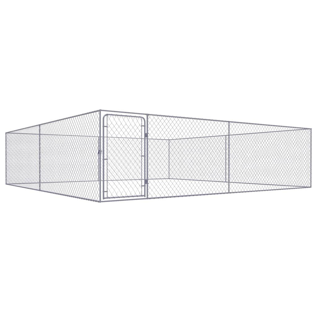 Dog Kennel Silver Galvanized Steel Large Dog Kennel Rectangular