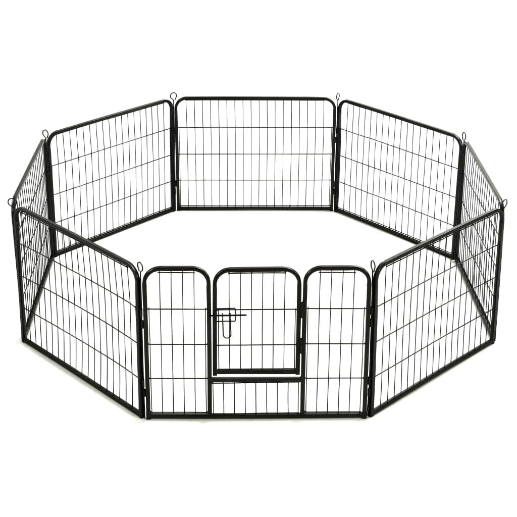 Dog Playpen Black Powder-Coated Steel