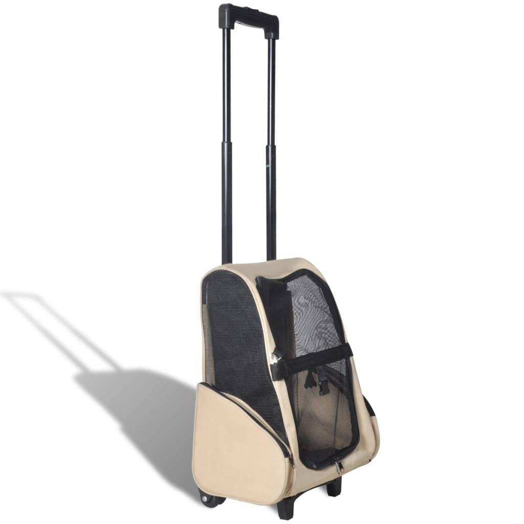 Pet Carrier Beige Polyester and Metal Suitable for small pets