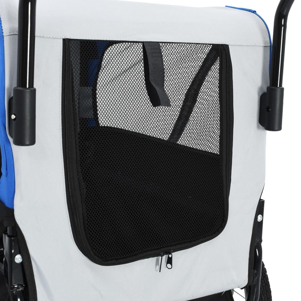 Pet Bike Trailer Grey and Blue Oxford fabric and Steel 20.9 lb