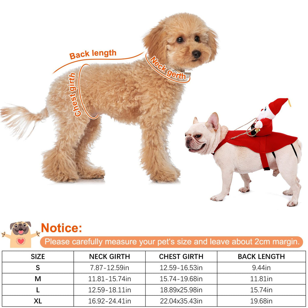 Pet Christmas Winter Coat Riding Santa Claus with Bell Cosplay Outfit
