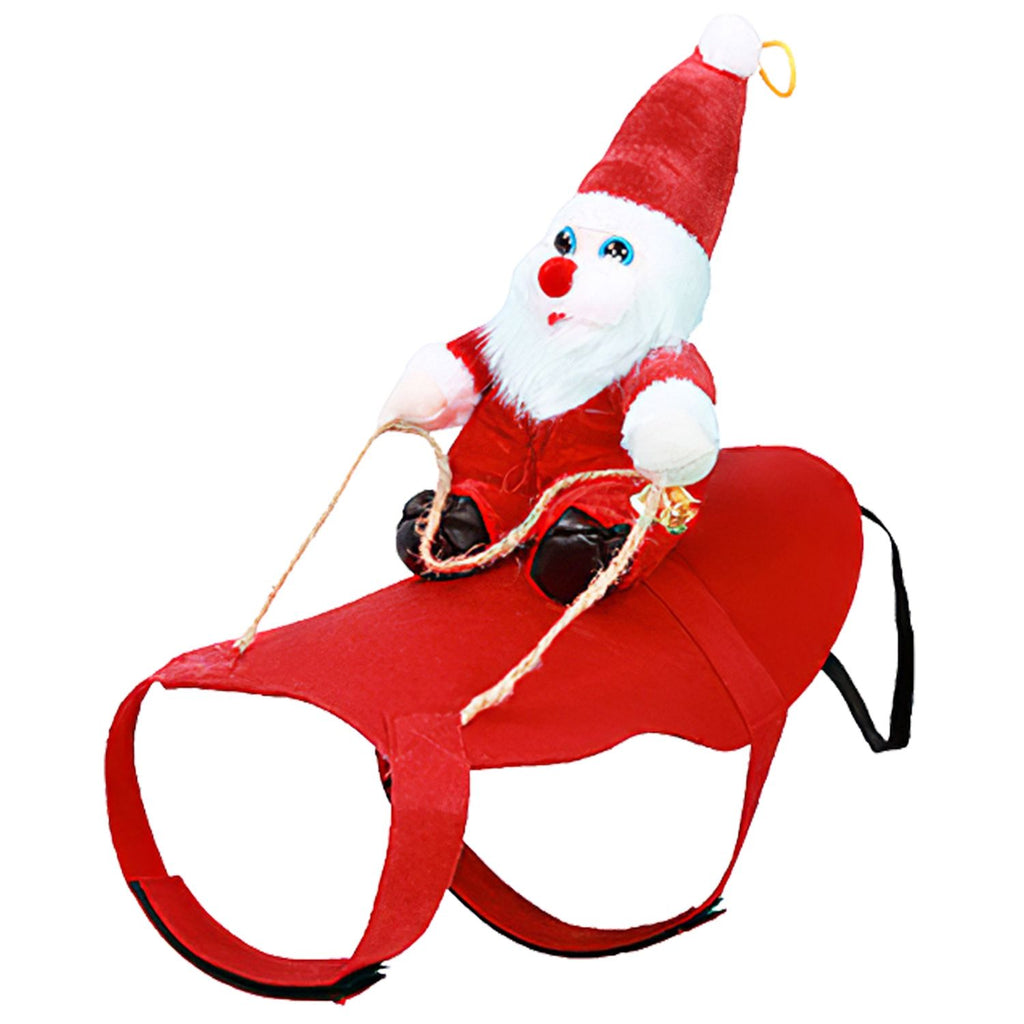 Pet Christmas Winter Coat Riding Santa Claus with Bell Cosplay Outfit