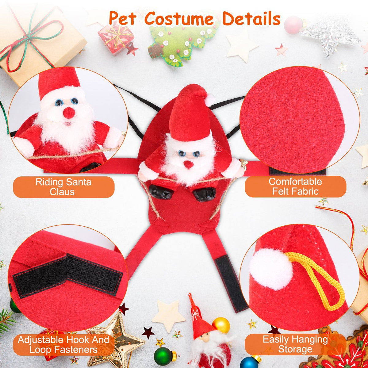 Pet Christmas Winter Coat Riding Santa Claus with Bell Cosplay Outfit