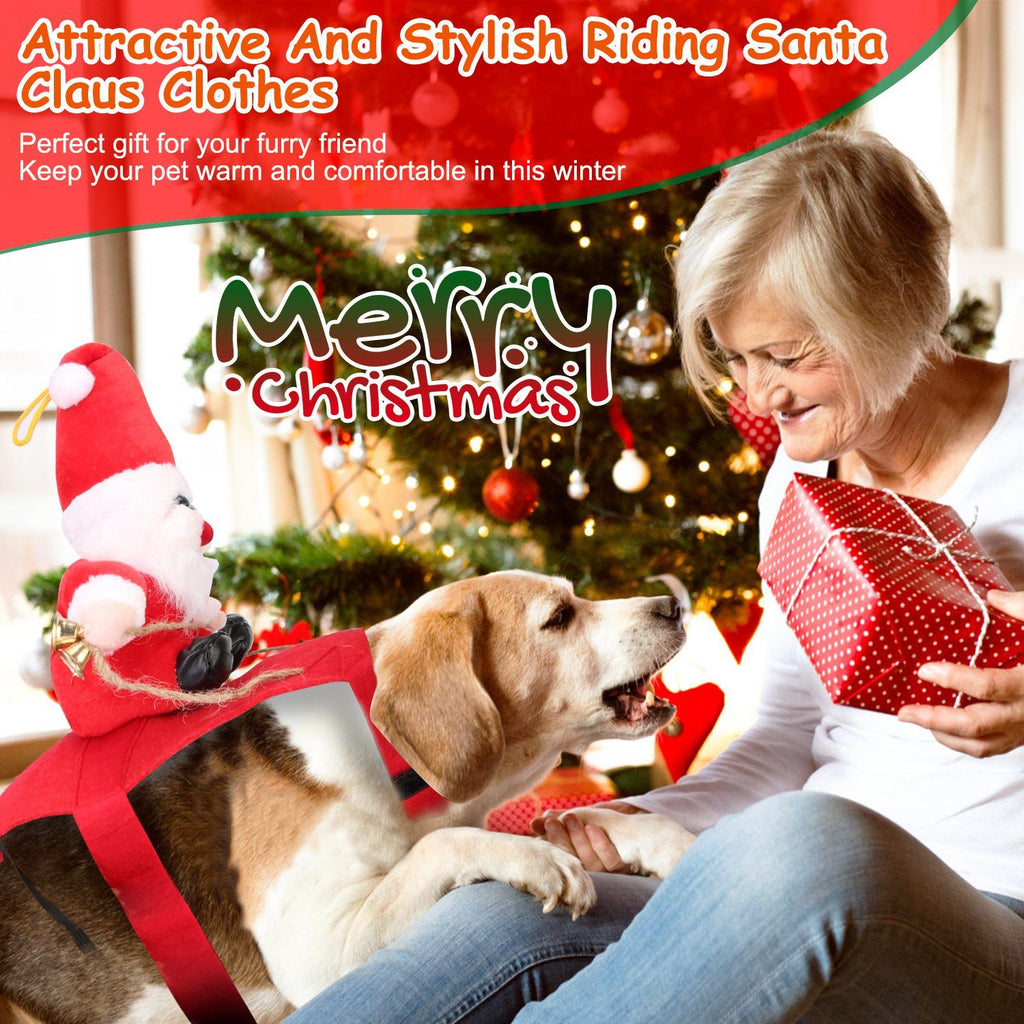 Pet Christmas Winter Coat Riding Santa Claus with Bell Cosplay Outfit