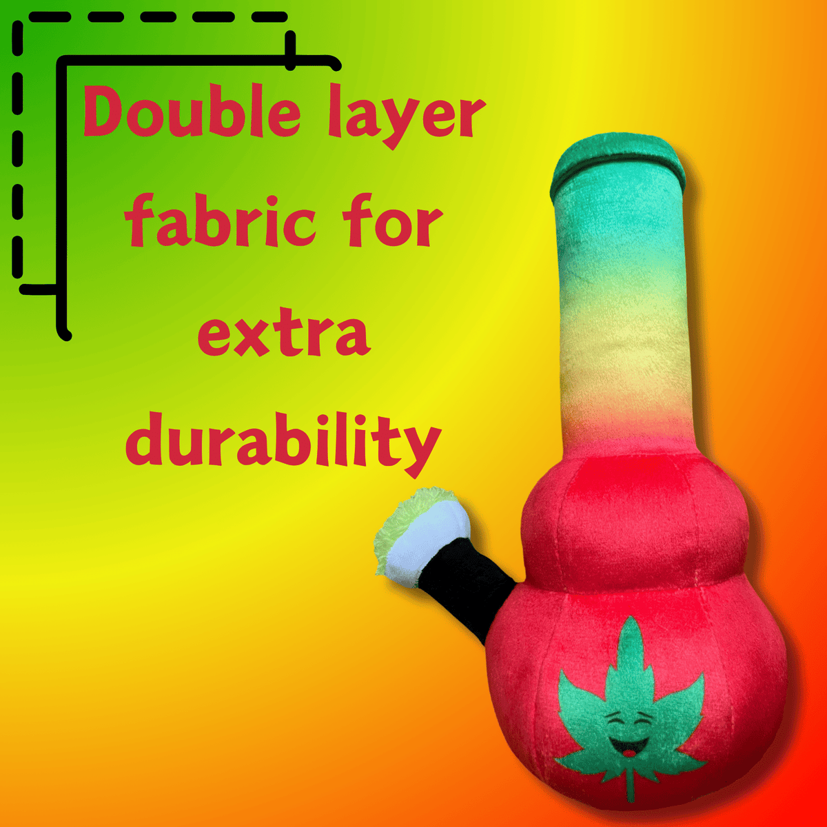 My Name is Bo da Bong, Funny Squeaky Weed Dog Toy, Cute Stuffed Parody Rasta Pot Bong, Cool Plush 420 Novelty Gift for Puppies & Small, Medium & Large Breeds, for Fetch & a Photo Prop