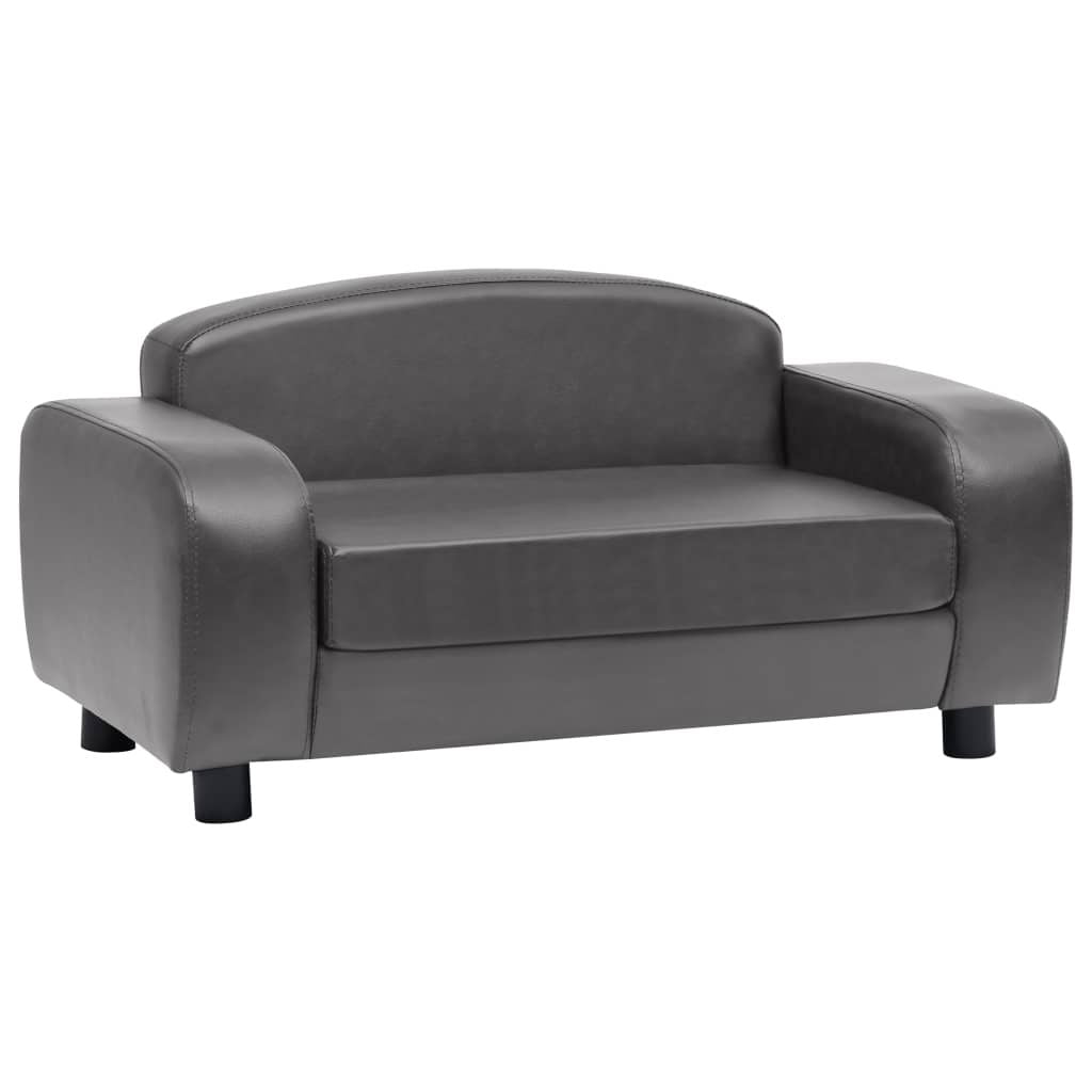 Dog Sofa Grey Faux leather (100% polyurethane), solid fir wood, Foam