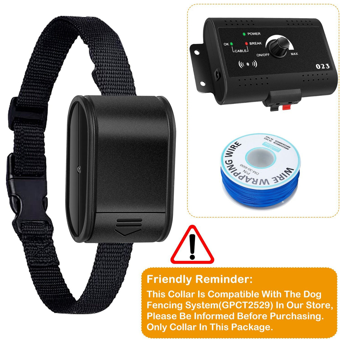 Electric Dog Fence System With Collar & Wire / Collar Receiver Only / Wire Only / Wire Pro Only, Options