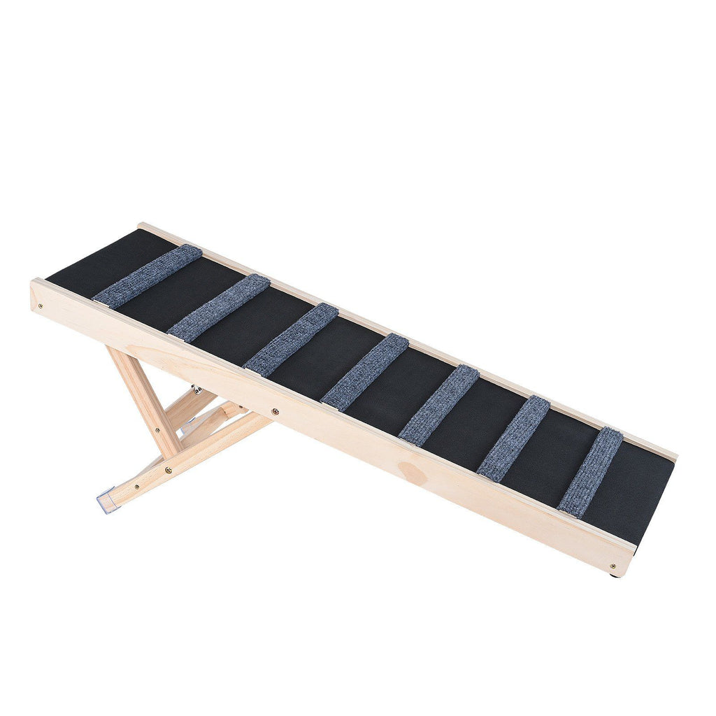 Dog Ramp, Folding Pet Ramp for Bed, Adjustable for Old Dogs & Cats, Wooden