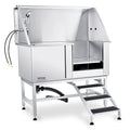 50" Pet Dog Bathing Station w/Stairs, Professional Stainless Steel Dog Grooming Tub w/ Soap Box, Faucet,Rich Accessory, Dog Bathtub for Large,Medium,Small Pets, Washing Sink for Home Right