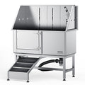 62" Pet Dog Bathing Station w/Ramp, Professional Stainless Steel Dog Grooming Tub w/ Soap Box, Faucet,Rich Accessory,Bathtub for Large,Medium,Small Pet, Washing Sink for Home(Left)