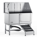 62" Pet Dog Bathing Station w/Ramp, Professional Stainless Steel Dog Grooming Tub w/ Soap Box, Faucet,Rich Accessory,Bathtub for Large,Medium,Small Pet, Washing Sink for Home(Right)
