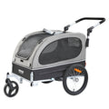 VEVOR Dog Bike Trailer, Supports up to 88 lbs, 2-in-1 Pet Stroller Cart Bicycle Carrier, Easy Folding Cart Frame with Quick Release Wheels, Universal Bicycle Coupler, Reflectors, Flag, Black/Gray