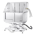 50" Pet Dog Bathing Station Electric Height Adjustment, Professional Stainless Steel Dog Grooming Tub w/ Soap Box, Faucet,Rich Accessory,Bathtub for Multiple Pets, Washing Sink for Home(Left)