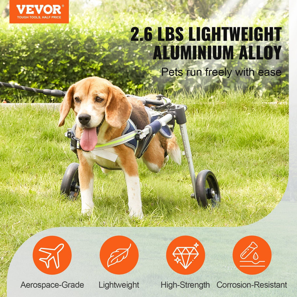 2 Wheels Dog Wheelchair for Back Legs, Pet Wheelchair Lightweight & Adjustable Assisting in Healing, Dog Cart/Wheelchair for Injured, Disabled, Paralysis, Hind Limb Weak Pet(XS)
