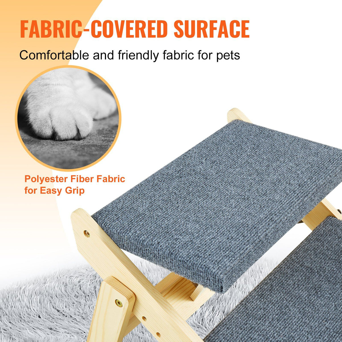 Wooden Pet Steps, Convertible 2-in-1 Dog Stairs and Ramp for Beds, Sofas, and Vehicles, Supports Small to Large Animals up to 110 lbs, Foldable Design for Easy Storage
