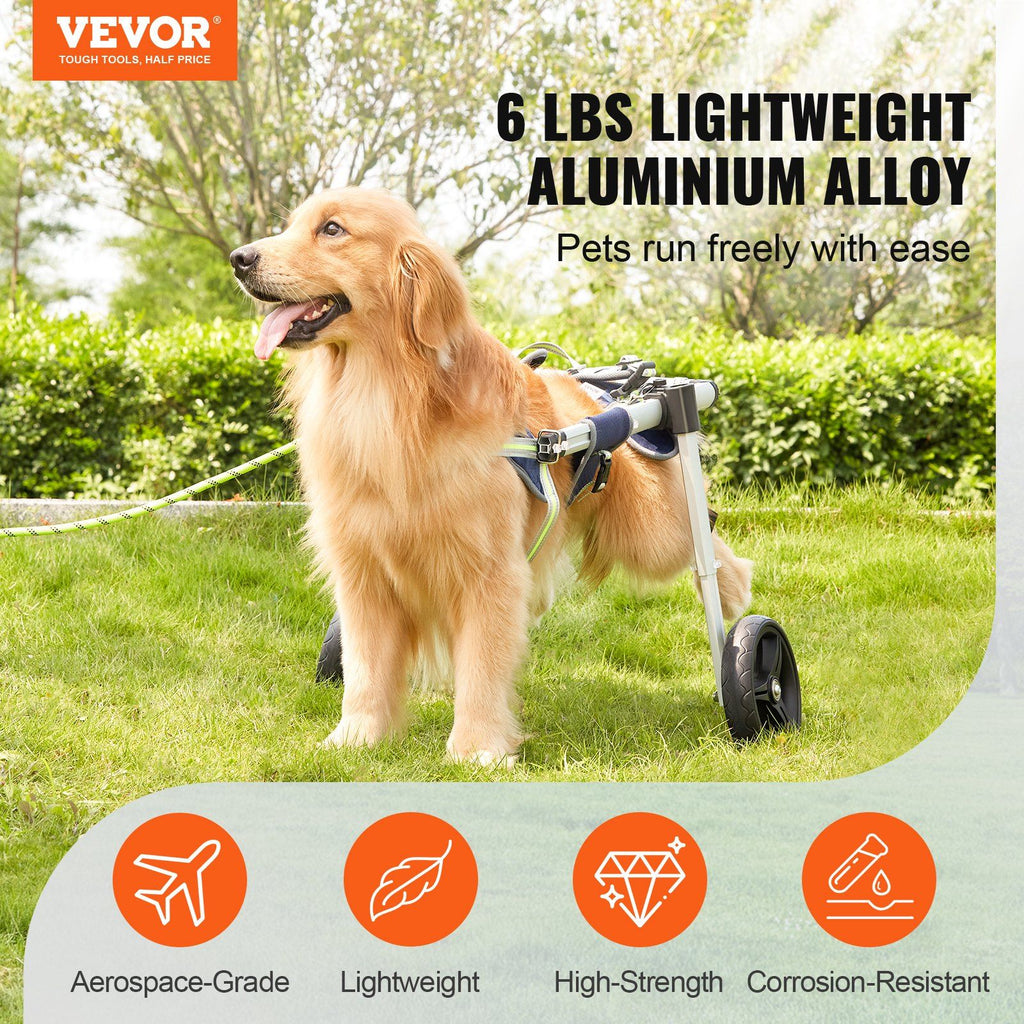 VEVOR 2 Wheels Dog Wheelchair for Back Legs, Pet Wheelchair Lightweight & Adjustable Assisting in Healing, Dog Cart/Wheelchair for Injured, Disabled, Paralysis, Hind Limb Weak Pet(XS)