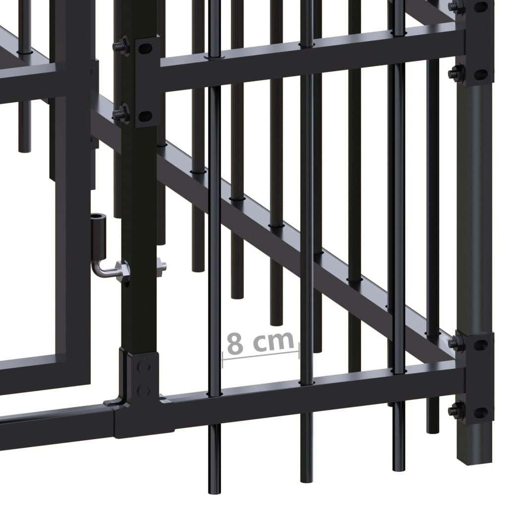 Dog Kennel Black Powder-coated Steel Durable Dog Kennel