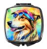 NEW Collie Hippie Dawg Compact Mirror Decorative Travel Makeup Mirror for Women Girls Gifts Pocket Makeup Mirror Folding Handheld