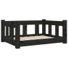 Dog Bed Black 25.8"x19.9"x11" Solid Wood Pine