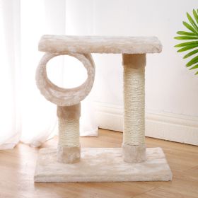 Cat Natural Sisal Scratching Post for Kitten Small Cats Activity Platform Interactive Playground (Color: Beige)