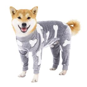 Dog Pajamas Fleece Winter Dog Clothes Four Legs Warm Home Jumpsuits Coat For Small Dogs Puppy Cat Onesies Coat Pet Clothing (Color: Grey, size: XS)