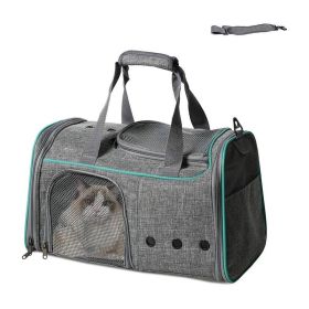 Foldable Airline Travel Pet Carrier Bag with Safety Strap (Color: Light Gray, Type: Pet entertainment)