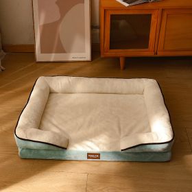 Dog Bed, Bolster Dog Bed with Memory Foam Dog Couch Sofa and Removable Washable Cover (Color: Urquoise Green and White, size: 27.6*21.7'' Up to 27 lbs)